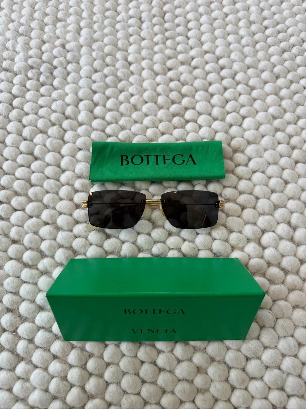Bottega Veneta Black Lens Sunglasses with Gold Frame